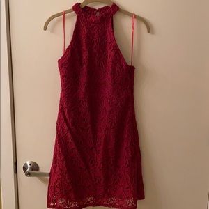 AF red halter lace mid length dress. Size 2.